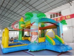 Inflatable Palm Tree Bouncer With Ball Pool Paracute Ride & Rocket Ride