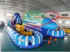 Cartoon Bouncer Outdoor Adult Inflatable Air Plane Playground Obstacle Course For Sale