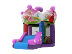 Cartoon Moonwalk Inflatable Pink Mini Bouncer Castle with Slide
