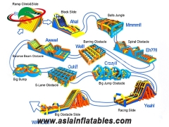 Inflatable 5k Obstacle Run Race for Big Event Paracute Ride & Rocket Ride