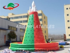 Commercial Kids Inflatable Rock Climbing Wall With Fireproof PVC Tarpaulin Paracute Ride & Rocket Ride